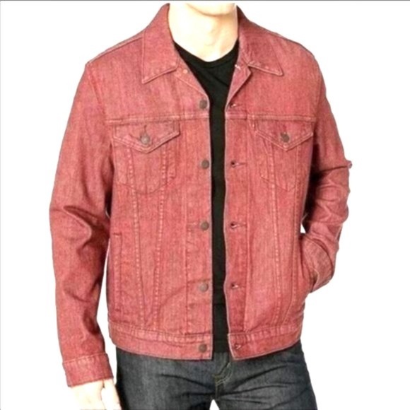 Levi's Other - NEW Levi’s Red Burgundy Denim Trucker Jacket Large
